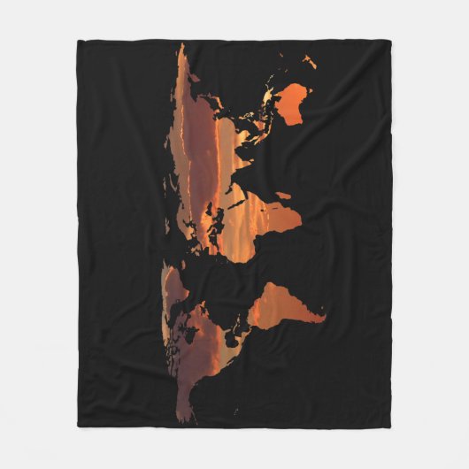 wereldkaart Silhouette - Romantic Sunset Fleece Deken (Voorkant)