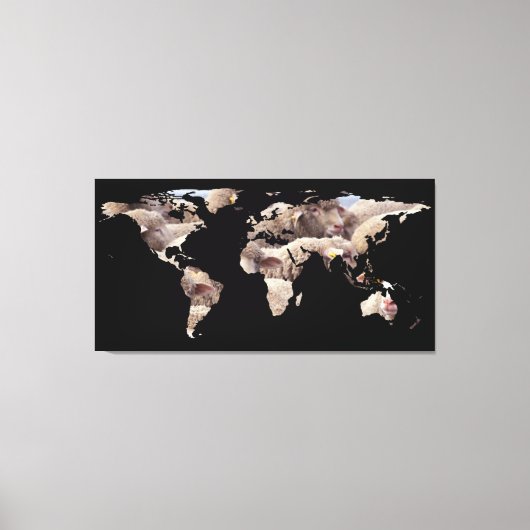 Wereldkaart Silhouette - Sheep Herd Canvas Afdruk (Voorkant)