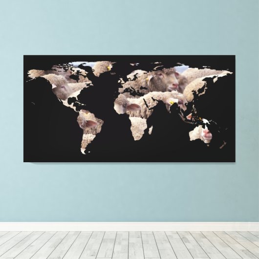 Wereldkaart Silhouette - Sheep Herd Canvas Afdruk (Insitu (Houten vloer))