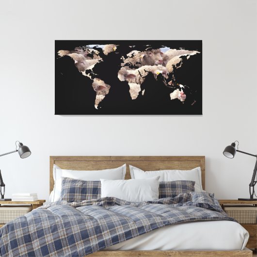 Wereldkaart Silhouette - Sheep Herd Canvas Afdruk (Insitu (Slaapkamer))