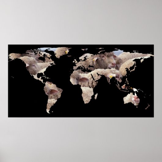 Wereldkaart Silhouette - Sheep Herd Poster (Voorkant)