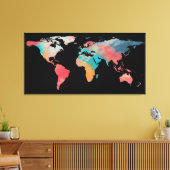 Wereldkaart Silhouette - Tie Dye Colors Canvas Afdruk (Insitu (Woonkamer))
