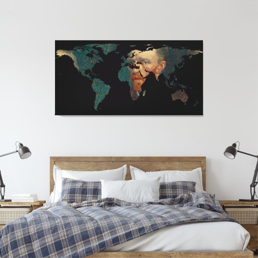 Wereldkaart Silhouette - Van Gogh Self Portrait Canvas Afdruk (Insitu (Slaapkamer))