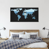 Wereldkaart Silhouette - zeilen Canvas Afdruk (Insitu (Slaapkamer))