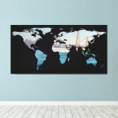 Wereldkaart Silhouette - zeilen rond de wereld Canvas Afdruk (Insitu (Houten vloer))