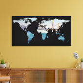 Wereldkaart Silhouette - zeilen rond de wereld Canvas Afdruk (Insitu (Woonkamer))