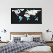 Wereldkaart Silhouette - zeilen rond de wereld Canvas Afdruk (Insitu (Slaapkamer))