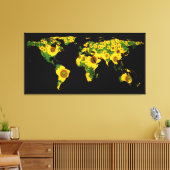 Wereldkaart Silhouette - Zonnebloemen Canvas Afdruk (Insitu (Woonkamer))