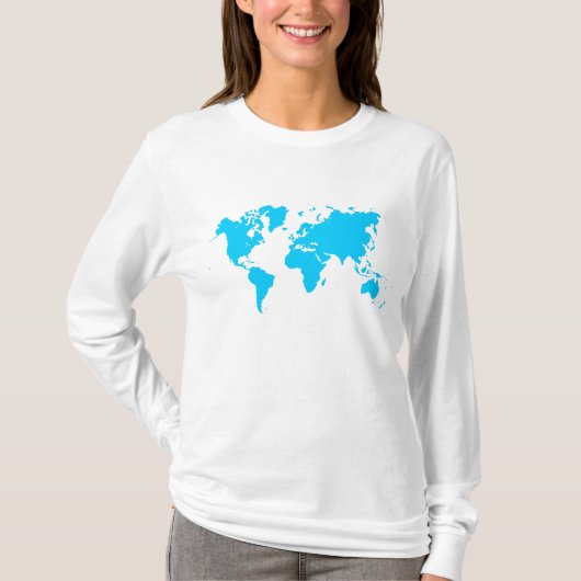 Wereldkaart - Sky Blue T-shirt (Voorkant)