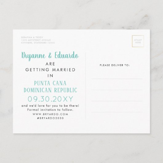 wereldkaart Sla de DATUM Briefkaart EDITABLE KLEUR (Achterkant)