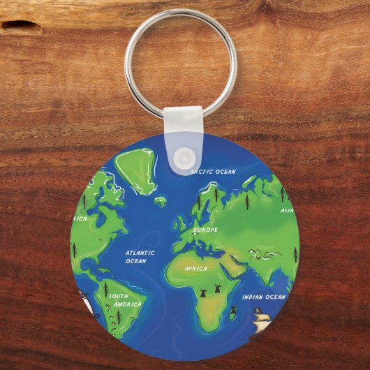 Wereldkaart Sleutelhanger (Voorkant)