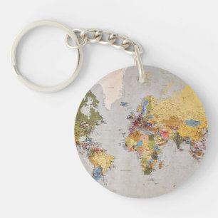wereldkaart sleutelhanger