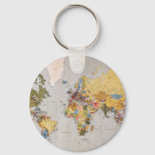 wereldkaart sleutelhanger