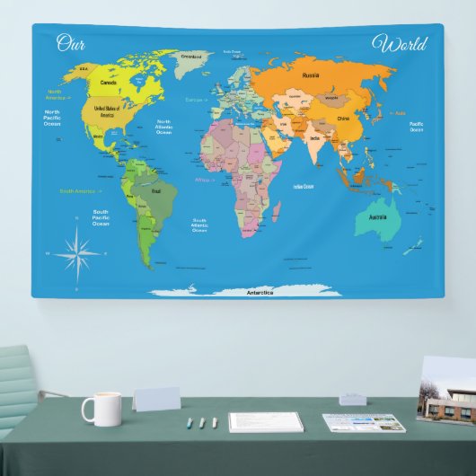 Wereldkaart Spandoek (Beurs)