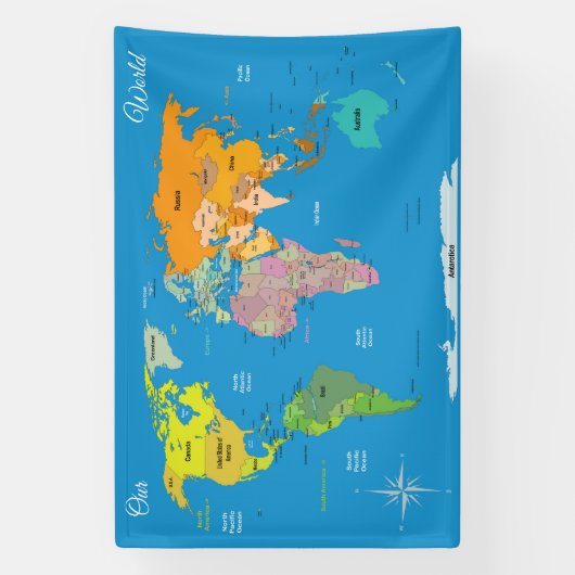 Wereldkaart Spandoek (Verticaal)