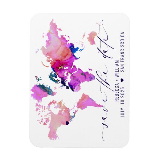 Wereldkaart Sparen de Datum Reizen Bestemmingswedu Magneet (Verticaal)