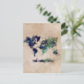 wereldkaart splash briefkaart (Staand voorkant)