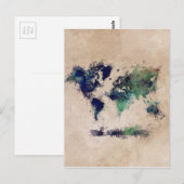 wereldkaart splash briefkaart (Voorkant / Achterkant)