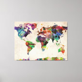 Wereldkaart Stedelijke Waterverf Canvas Afdruk (Voorkant)