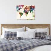 Wereldkaart Stedelijke Waterverf Canvas Afdruk (Insitu (Slaapkamer))