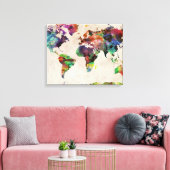 Wereldkaart Stedelijke Waterverf Canvas Afdruk (Insitu (Woonkamer))
