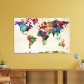 Wereldkaart Stedelijke Waterverf Canvas Afdruk (Insitu (Woonkamer))