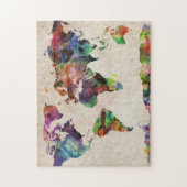 wereldkaart Stedelijke Waterverf Legpuzzel (Verticaal)