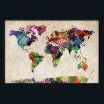 Wereldkaart Stedelijke Waterverf Poster<br><div class="desc">Een kaart van de wereld, gemaakt van het schilderen van de waterverf en digitale manipulatie. De kaarten komen in vele vormen en vormen. Hoewel de huidige atlas stijlkaarten zeer functioneel zijn, hebben ze een deel van de creativiteit en het artistieke aspect verloren dat in veel antiek kaarten te zien is....</div>