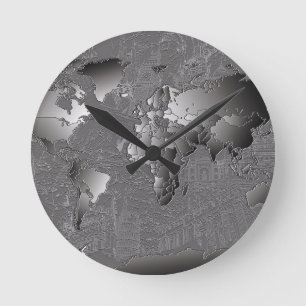 wereldkaart sterrenstelsel zwart en wit 5 ronde klok