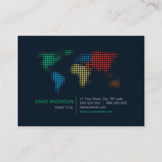 wereldkaart Stippen visitekaartje (Voorkant)