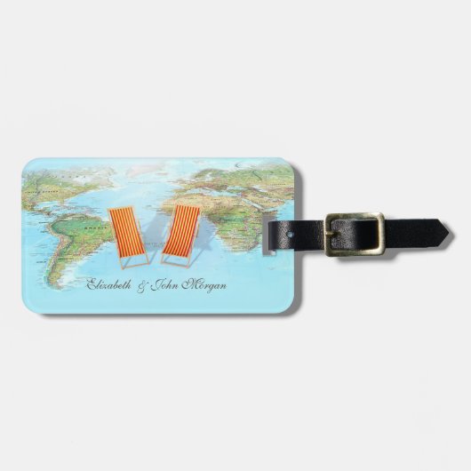 Wereldkaart, stoelen bagagelabel (Voorkant horizontaal)