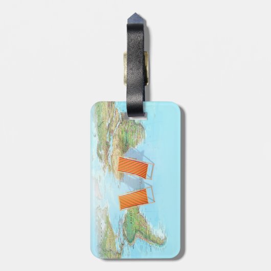 Wereldkaart, stoelen bagagelabel (Achterkant verticaal)