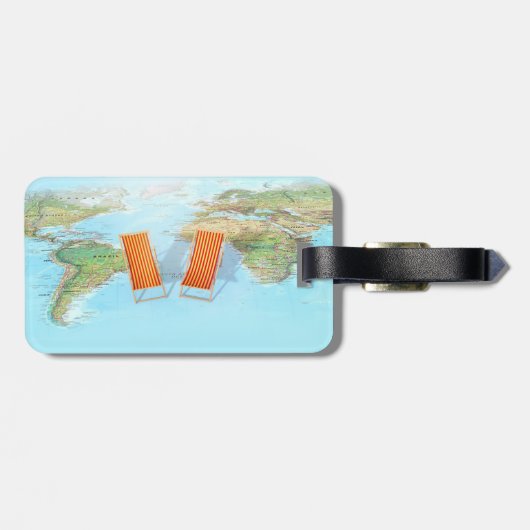 Wereldkaart, stoelen bagagelabel (Achterkant horizontaal)