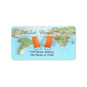 Wereldkaart, stoelen etiket (Voorkant)