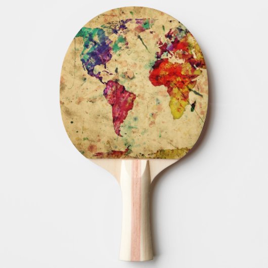  wereldkaart tafeltennisbatje (Voorkant)