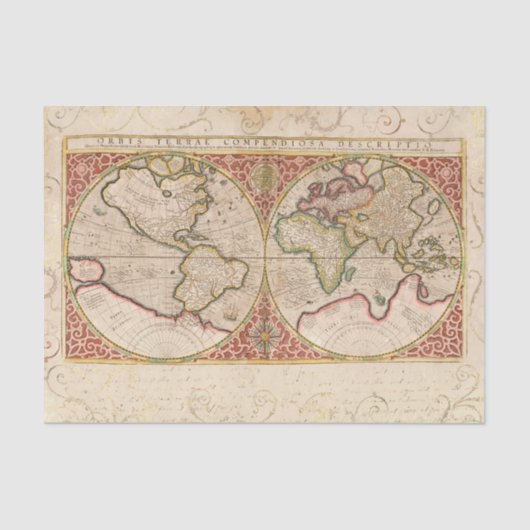 Wereldkaart Tan-decoupage Tissuepapier (Voorkant)