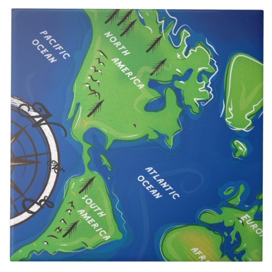 Wereldkaart Tegeltje (Voorkant)