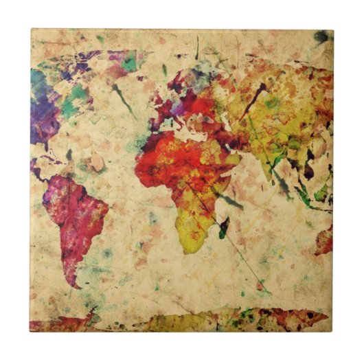  wereldkaart tegeltje (Voorkant)