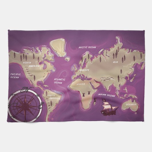 Wereldkaart Theedoek (Horizontaal)