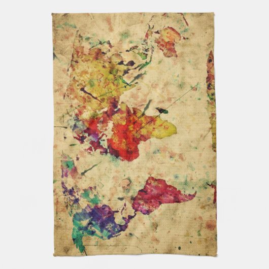  wereldkaart theedoek (Verticaal)