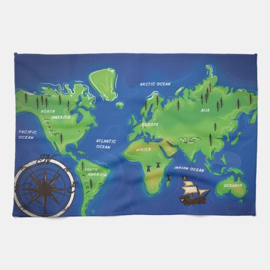 Wereldkaart Theedoek (Horizontaal)