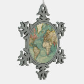  Wereldkaart Tin Sneeuwvlok Ornament (Links)