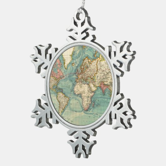  Wereldkaart Tin Sneeuwvlok Ornament (Rechts)