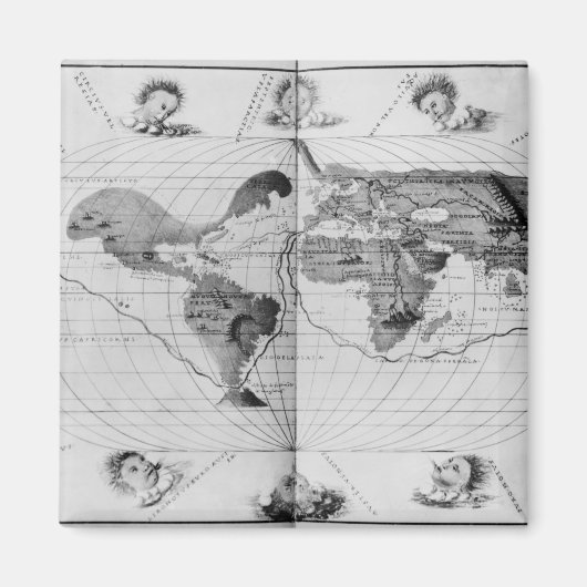 Wereldkaart Tracing Magellan's wereldreis Magneet (Voorkant)