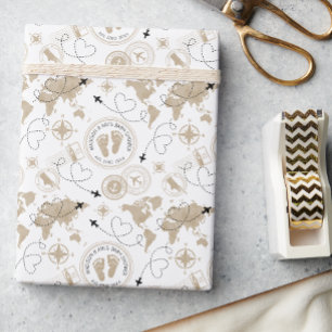 Wereldkaart Travel Baby shower Cadeaupapier