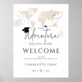 Wereldkaart Travel Graduation Party Welkom poster (Voorkant)