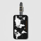 wereldkaart Travel zwart-wit Bagagelabel (Voorkant (verticaal))