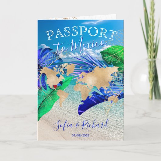 Wereldkaart Tropical Wedding Destination Passport (Voorkant)