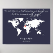 wereldkaart trouwgastenboek tekenhout poster (Voorkant)