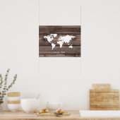 wereldkaart trouwgastenboek tekenhout poster (Keuken)